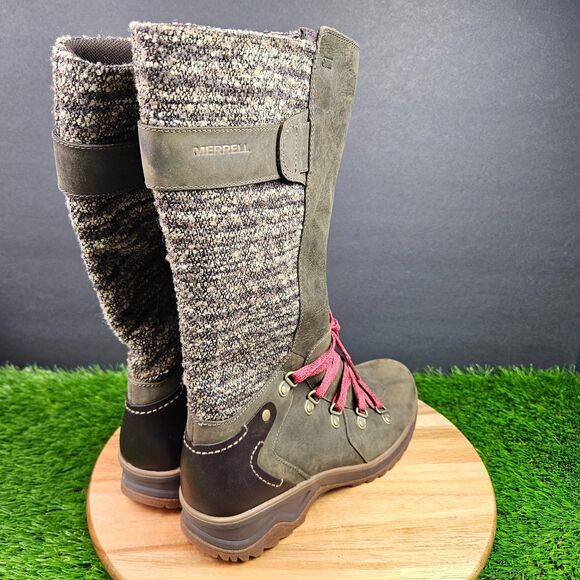 Merrell Eventyr Bungee Cord Waterproof Leather Women’s Hiking Tall Boots Sz 8.5 - Picture 3 of 13